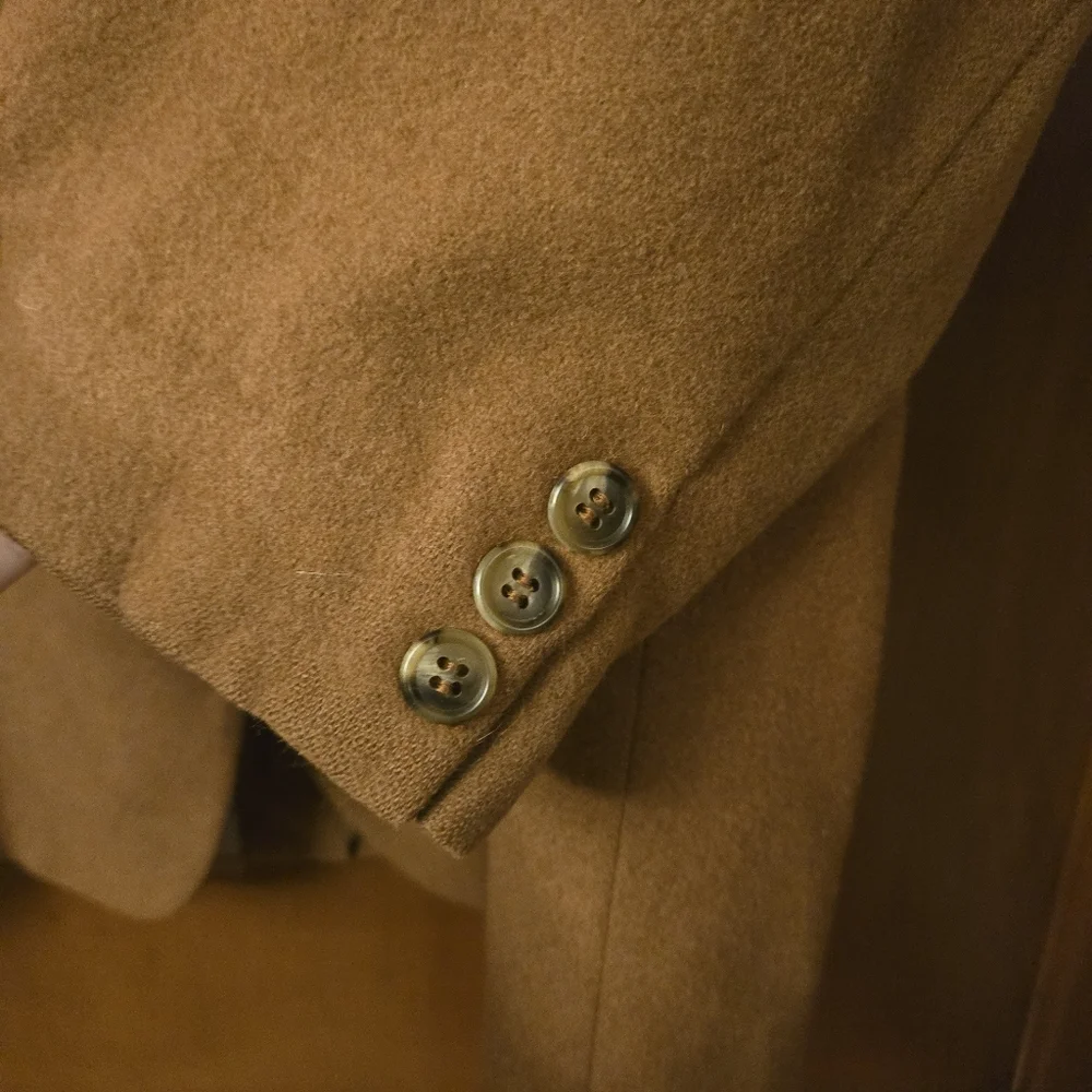 Vintage Mens 3 Button Blazer Jacket 46 Regular Brown 100% Camel Hair Retro‎ EUC
